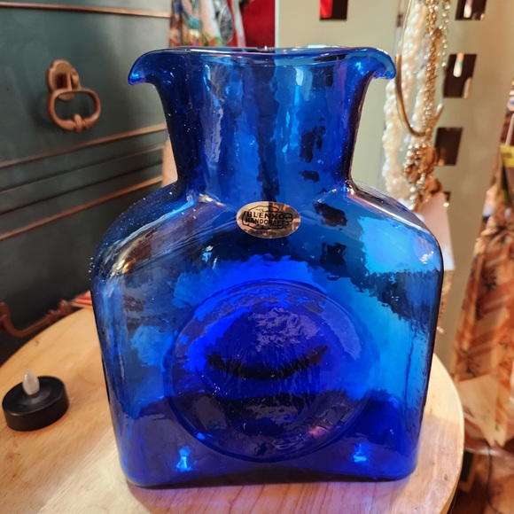 384 Water 💦 Bottle Blenko Beautiful Flower Vase - Colbalt Blue - Picture 2 of 8